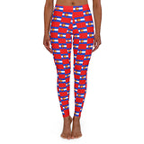 Women's Colorado Checkered Flag Leggings (Red)