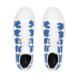 Blue Bear Men's High Top Sneakers (White background)
