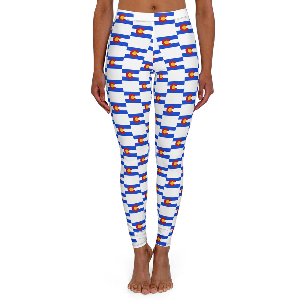 Women's Colorado Checkered Flag Leggings (White)