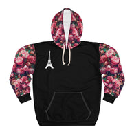 PARIZ Pink Peonies Hoodie (All Black)