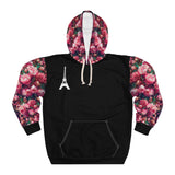 PARIZ Pink Peonies Hoodie (All Black)
