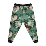 PARIZ Pale Blush and Creamy White Peonies Joggers (Black Trim)