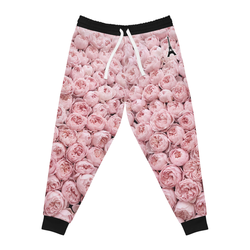 PARIZ Pastel Pink Peonies Joggers (black trim)