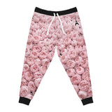 PARIZ Pastel Pink Peonies Joggers (black trim)