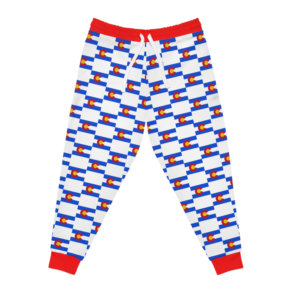 ZeLimited Colorado Checkered Flag Athletic Joggers (Red with White)