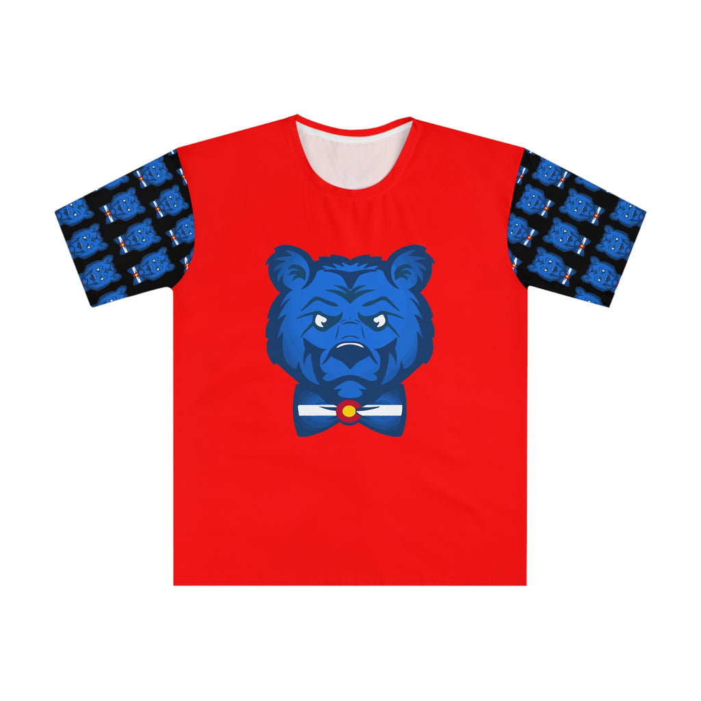 Blue Bear Men's Loose T-Shirt (black sleeve with red)