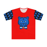 Blue Bear Men's Loose T-Shirt (black sleeve with red)